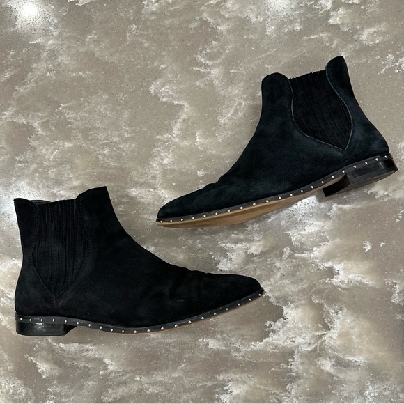 Rebecca Minkoff Madysin Black Suede Silver Studded Booties size 7 - Picture 4 of 13